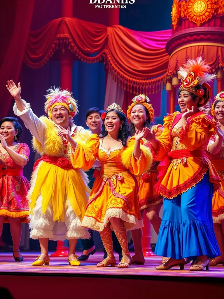 A captivating shot of a live theatrical performance supported by Accords Majeurs, featuring actors on stage in costume, conveying the excitement and cultural enrichment of the event.